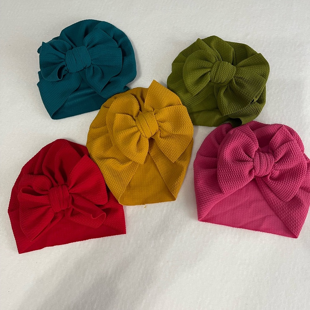 5 Colorful Bow Knot Baby Turbans